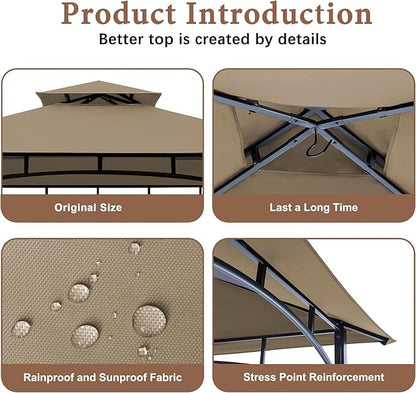SCOCANOPY Grill Gazebo Replacement Top Compatible with The Grill Gazebo Aldi Gardenline Belavi Shoprite Grill Gazebo,for Model Number: 822694,31937-17,21581,43472,812576(Khaki)
