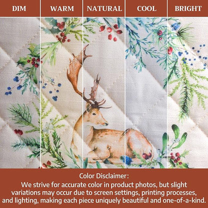 Maison d' Hermine Pot Holders 100% Cotton Potholders (8" x 8", Pack of 2) | Heat Resistant Hot Pads with Loop BBQ Cooking Baking Hotel Kitchen Handling Hot Pans Thanksgiving Christmas - Holly Time