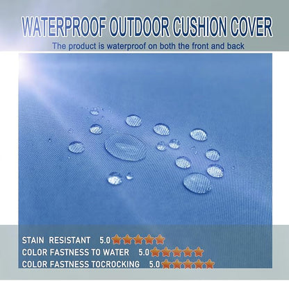 Bcareself Outdoor Deep Seat Cushion Set Waterproof & Fade Resistant Patio Furniture Cushions with Removable Cover Adjustable Straps Rain-Proof Seat Pad & Back Cushion for Chair Sofa Porch 19 x 19 Blue