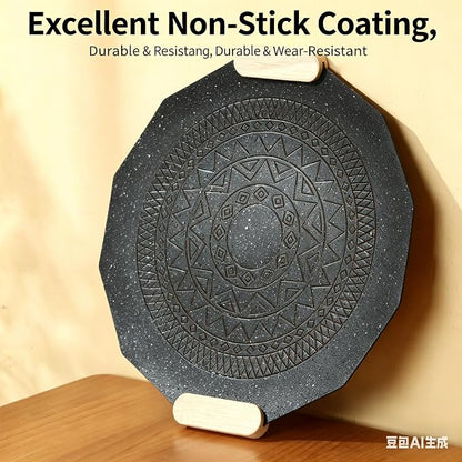 Portable Korean BBQ Pan - Non-stick Suitable for indoor and outdoor use (Black)