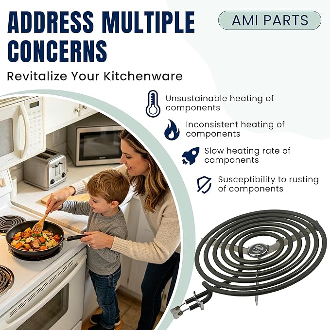 WB30M2 Range 8" Large Surface Burner Element Coil Replacement Fit for G.E 6 Turns Electric Stove Range Burner by AMI PARTS