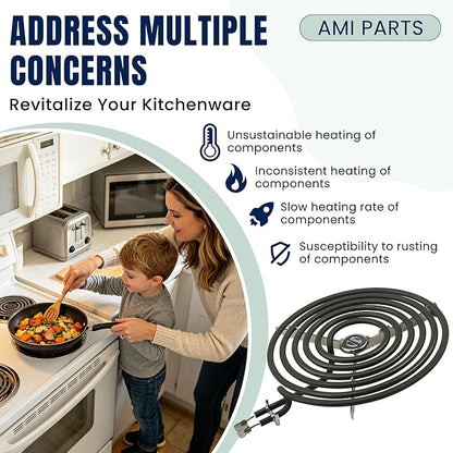 WB30M2 Range 8" Large Surface Burner Element Coil Replacement Fit for G.E 6 Turns Electric Stove Range Burner by AMI PARTS