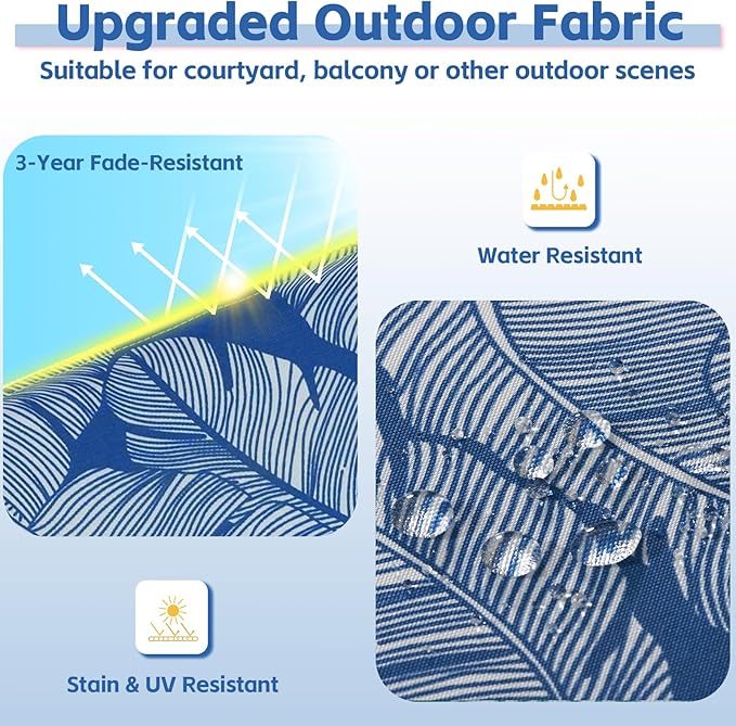 COZYVIDA Outdoor Chair Cushions Set of 4, 20"x20" Square Seat Pads with Tie Straps and YKK Zippers, 30D High-Density Foam, Water-Resistant Fabric,UV-Resistant 1000+ Hrs