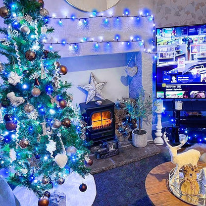 JMEXSUSS 66ft 200 LED Blue and White Christmas Lights, String Light Plug in | Connectable, Waterproof, 8 Moedes Green Wire Christmas Lights for Tree Party Home Indoor Outdoor Decorations