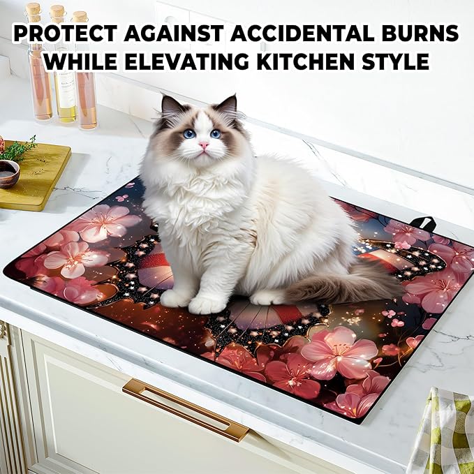 Patriotic Stove Top Cover, Heat Resistant Electric Stove Protector Mat, Large Diatomite Kitchen Counter Mat, Independence Day Decor American Flag Kitchen Accessory (butterfly, 28x20 Inch)