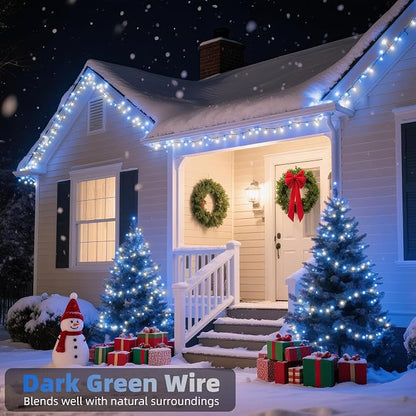 Christmas String Lights, 105ft 300 LED Christmas Lights | 8 Modes Memory Function & Timer- UL Certified Outdoor Indoor Christmas Fairy Lights for Tree, Garden, Party(Blue + White)