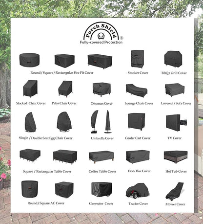 Porch Shield Patio Fire Pit Cover - Waterproof 600D Outdoor Rectangular Gas Fire Table Cover Deck Box Protector - 43 x 22 inch, Black