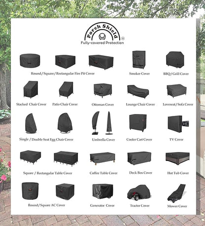 Porch Shield Patio Fire Pit Cover - Waterproof 600D Outdoor Rectangular Gas Fire Table Cover Deck Box Protector - 48 x 24 inch, Black