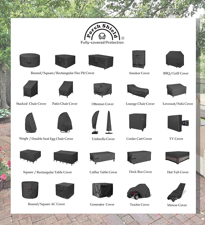 Porch Shield Patio Fire Pit Cover - Waterproof 600D Outdoor Rectangular Gas Fire Table Cover Deck Box Protector - 48 x 28 inch, Black