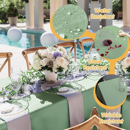 BRILLMAX 8 Pack Sage Green Tablecloths 60x126 Inch for 8ft Rectangle Tables | 150 GSM Polyester Fabric, 15" Standard Drop, Water, Stain & Wrinkle Resistant Cloth Cover for Wedding Reception Banquet Party