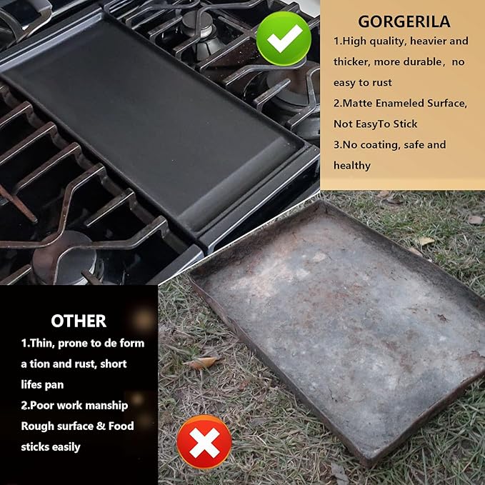 UPGRADED Cast Iron Griddle for GE Gas Stove Griddle Replacement Parts WB31x24738 JGB700SEJ4SS JGSS66SEL3SS Pan Stove Top Electric Stovetop