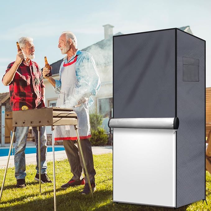 Outdoor Refrigerator Cover Outdoor Dustproof Freezer Covers for Protecting Upright Freezers/Beverage Refrigerator Compact 3.0 Cubic Foot Freezer Covers Outdoor (Silver, 33" x 33" x 67")