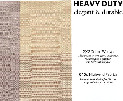 LEXMORE Placemats Set of 4 Vinyl/Plastic Woven Place Mats for Kitchen Table Indoor/Outdoor Washable Placemat Wipeable Dining Table Mats(Gold Dune)