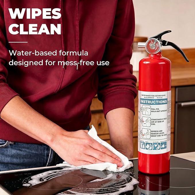 Safewayfire 2.5 lb Class ABCK Water-Based Fire Extinguisher, 2 Pack, UL Certified Safety for Kitchen, Residential, Vehicle