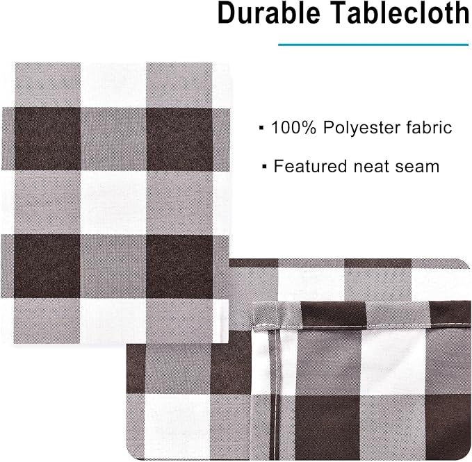 Hiasan Checkered Tablecloth Rectangle - Stain Resistant, Waterproof and Washable Table Cloth Gingham for Outdoor Picnic, Holiday Dinner, 30 x 60 Inch, Coffee and White