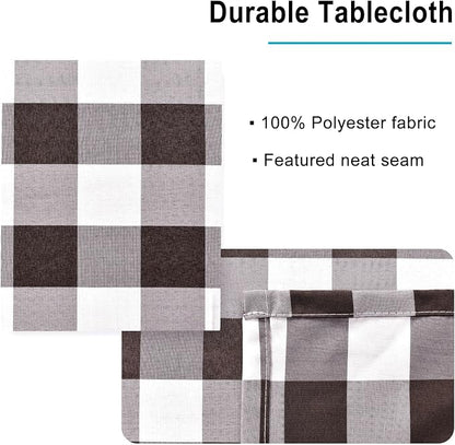 Hiasan Checkered Tablecloth Rectangle - Stain Resistant, Waterproof and Washable Table Cloth Gingham for Outdoor Picnic, Holiday Dinner, 30 x 60 Inch, Coffee and White