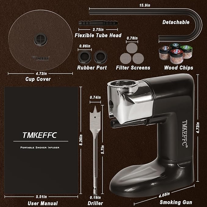 Smoking Gun Portable Smoker Infuser DIY Tools Set,Handheld Indoor and Outdoor Cocktail Smoke Generator Tool for Food,Meat,Drinks,Cheese,Cup Cover and Wood Chips Included