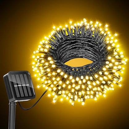 Solar Christmas Lights Outdoor Waterproof Solar String Lights Outdoor with 8 Lighting Modes for Garden Yard Pathway Fence, 50LED 23FT, Warm White