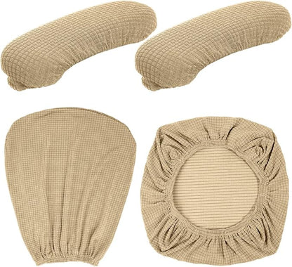 Tallew 4 Pcs Office Chair Covers Stretchable Armrest Seat,XL,Camel | Universal Fit Office Desk Chairs, Protective Seat Backrest Slipcovers, Stretchable Prevent Wear, Easy Install for Rotating