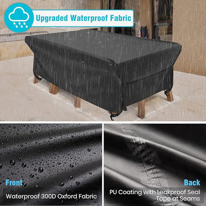 Velway Patio Table Chairs Set - Waterproof 88"L x 62"W x 28"H Outdoor Bistro Dining Set - Fire Pit Table Cover - Furniture Cover - Small Rectangle - Ultra Windproof - UV-Resistant