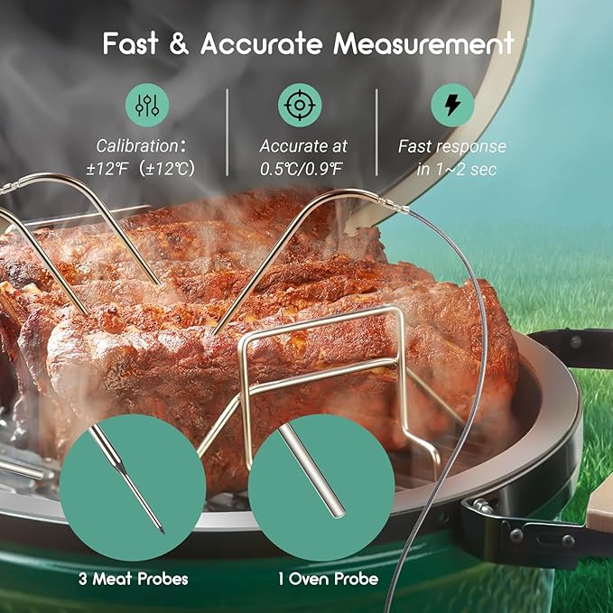 Wi-Fi & Bluetooth BBQ Smoker Temperature Controller with Automatic Smoker Fan, INKBIRD ISC-027BW Grill Thermometer with 4 Probes for Big Green Egg, Kamado Joe, Primo, Vision Grill, Akorn Kamado, Weber
