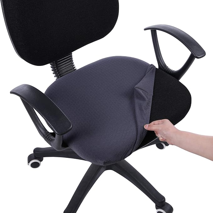 Smiry Office Computer Chair Seat Covers for Desk, Anti-dust Protector | Stretch Jacquard Removable Washable Desk Chair Seat Cushion Protectors, Dark Grey