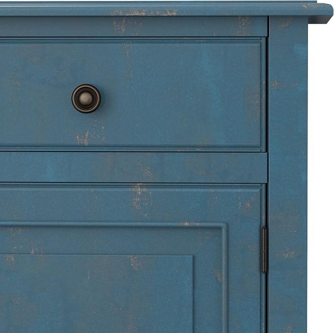 SIMPLIHOME Connaught 40" Wide Solid Wood Storage Cabinet in White | Traditional slim entryway and living room organizer for hats, gloves, shoes and keys with space-saving storage design.