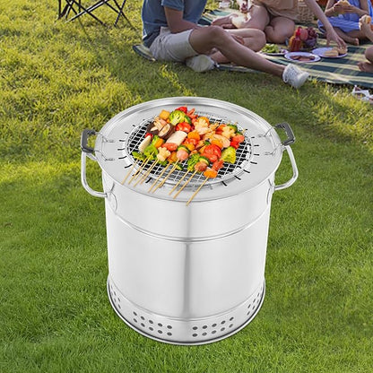 Large Portable Charcoal Grills, Portable Vertical Charcoal Smoker Grill,Stainless Steel Charcoal Grill with 28 Skewers for Travel, Outdoor Cooking and BBQ, Camping Grill Picnic Patio Backyard