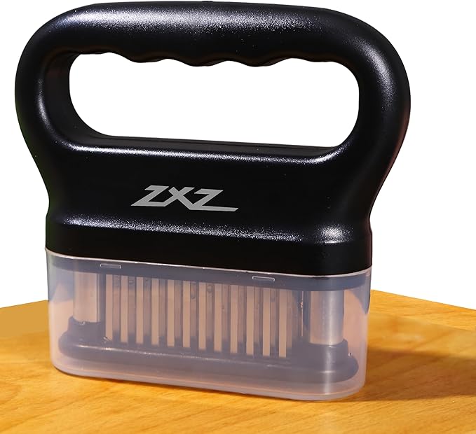 ZXZ Meat Tenderizer Tool - 48 Ultra Sharp Stainless Steel Needle Blades, Ideal for Kitchen, BBQ & Marinade Tenderizing Black