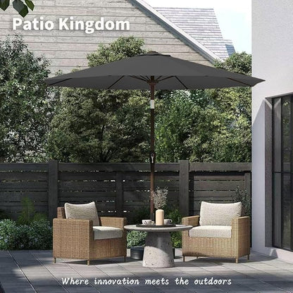 PatioKingdom 11FT Patio Umbrella,Outdoor Umbrella with Push Button Tilt and Crank,Market Table Umbrella with 8 Sturdy Fiberglass Ribs UV Protection