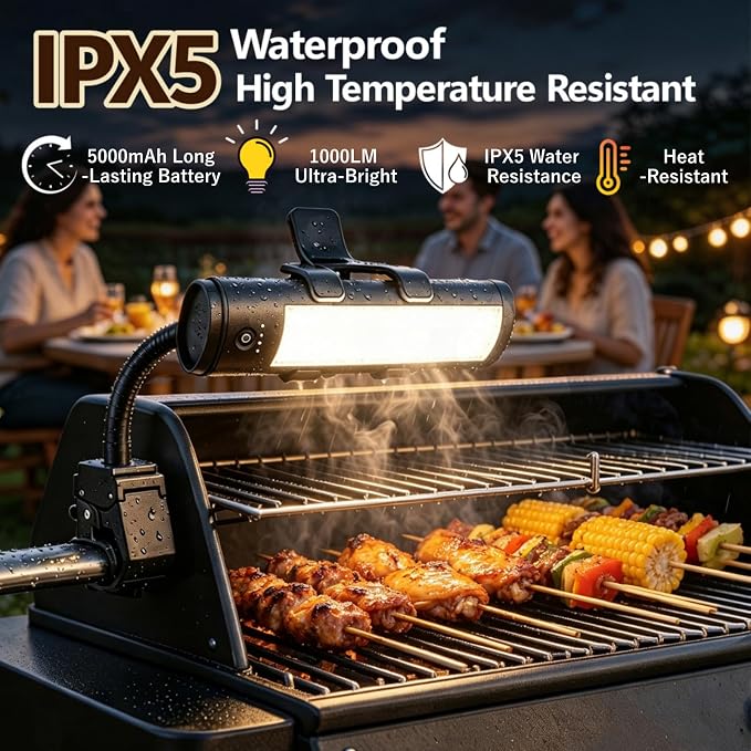1000LM BBQ Grill Light, Magnetic Grill Light, IPX5, 5000mAh