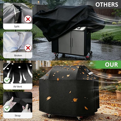 [Upgraded 800D Heavy Duty Fabric] 63 inch Grill Cover for Weber Genesis 300 Series or II 300 Series and New 2022 Genesis 300,Waterproof 3 Burner Grill Cover,Rip-Proof BBQ Cover,Compared to Weber 7757