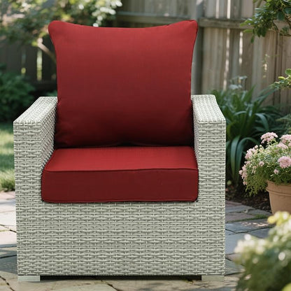 Deep Seat Patio Cushions Set 24 x 22 Inch,Olefin Fabric Outdoor Seat Cushion,Patio Furniture Cushions with Removable Cover,Rain-Proof and Fade Resistant Deep Seat Bottom & Back Cushion,1set