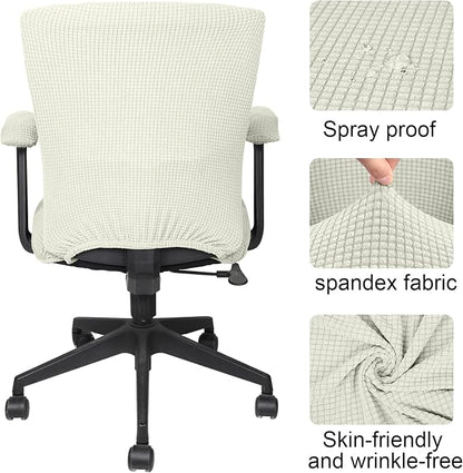 Tallew 4 Pcs Office Chair Covers Stretchable Armrest Seat,XL,Cream White | Universal Fit Office Desk Chairs, Protective Seat Backrest Slipcovers, Stretchable Prevent Wear, Easy Install for Rotating
