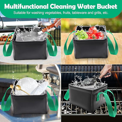Collapsible Grill Brush Water Bucket, AHIER Dunk Tank for Grill Brush Heads for Stainless-Steel Grates((No Grill Brush)