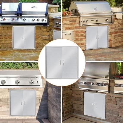 Outdoor Kitchen Doors 17" W x 24" H, Stainless Steel BBQ Access Doors, Flush Mount BBQ Door for Outside Kitchen Grilling Station, Barbeque Oven Island, Storage Cabinet Door