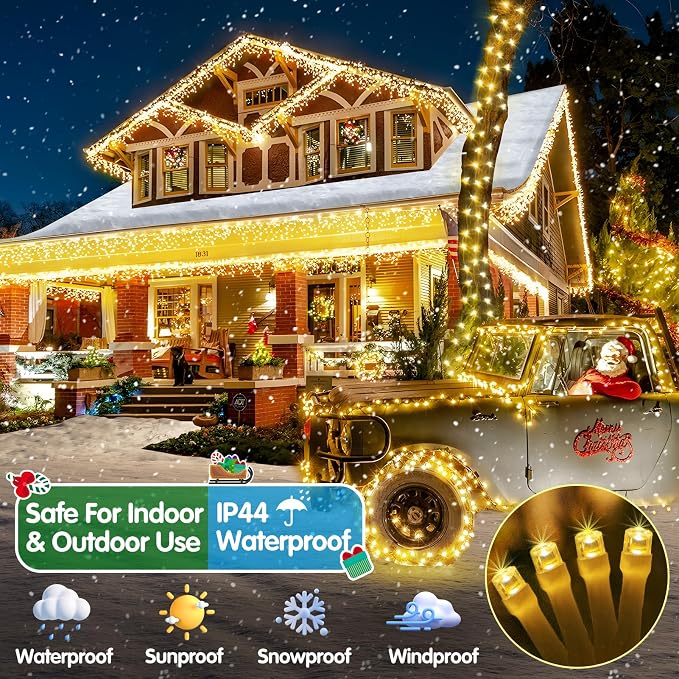 Christmas Lights Outdoor, 403FT 1000 LED String Lights 8 Modes and Timer Memory Function Twinkle Fairy Lights IP44 Waterproof Plug in for Xmas Tree Wedding Party Holiday Decor(Warm White)