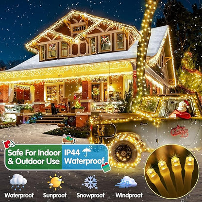 Christmas Lights Outdoor, 522FT 1300 LED String Lights with 8 Lighting Modes, Timer Memory Twinkle Fairy Lights Waterproof Plug in for Xmas Tree Wedding Party Holiday Decor(Warm White)