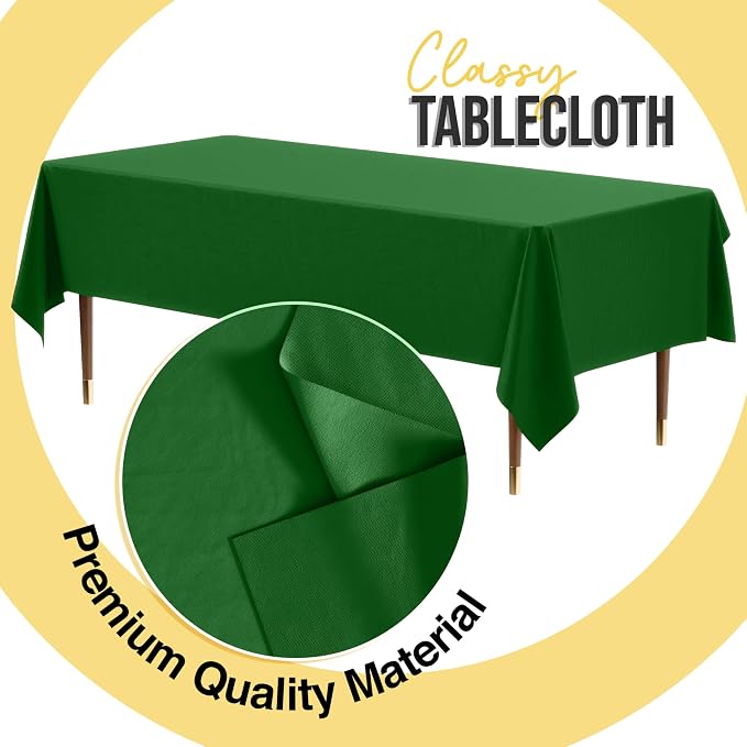 Exquisite 66% Thicker Premium Plastic Table Cloth Rectangle Table Cover 0.5 Mil 12 Pack Emerald Green Table Cloth 54 Inch x 108 Inch Disposable Tablecloth Won't Tear Easily Like Cheap Thin Brands