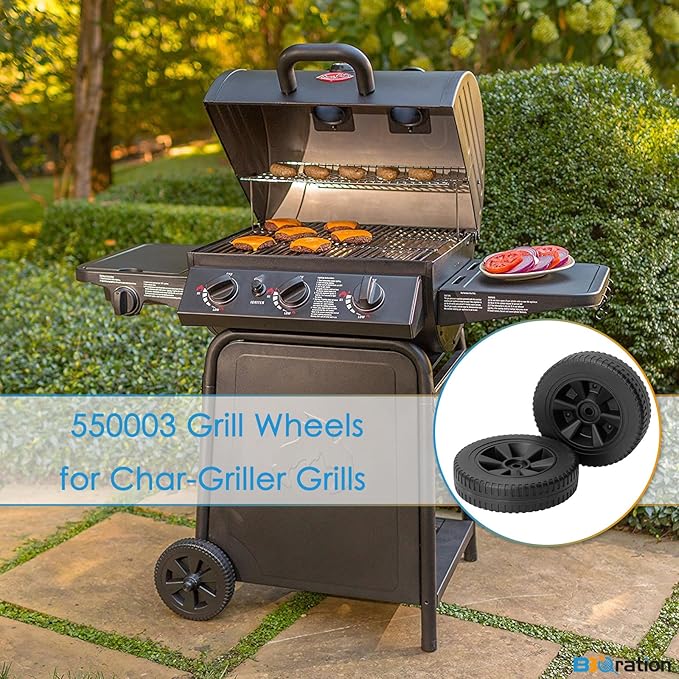 8 Inch G210-0018-W1 Grill Wheels for Charbroil Various Models 461442114 461471717 Char-Griller 1224 3001 2121 Thermos 461472417 463322012 Kenmore and More Charbroil Grill Wheels Replacement
