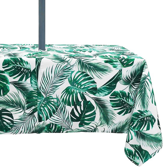 Outdoor Tablecloth with Umbrella Hole Umbrella Tablecloth Patio Tablecloths with Zipper for Courtyards, Terraces, and Beaches 60 x 84 in
