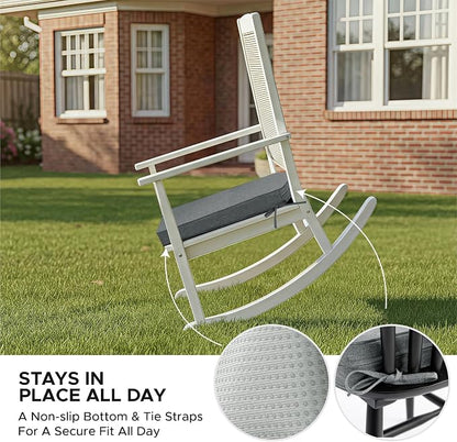 Outdoor Chair Cushions, D Shaped, Set of 6, 19 x 19 in, Light Grey | Fade-Resistant, Water-Resistant, Patio Furniture Seat Chair Pads Replacement, Non-Slip Bottom with Ties, Removable Cover