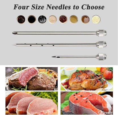 Meat Injector,Turkey Seasoning Injection Kit with 3 Professional Marinade Injector Needles for Grill Smoker BBQ Brisket; Include User Manual, E-Book - Storage Case