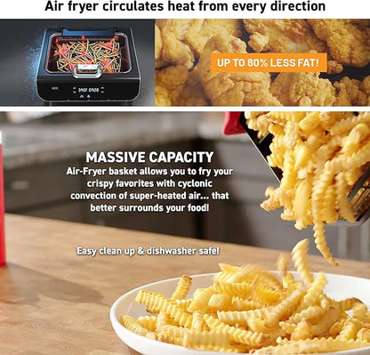Gourmia Smokeless Indoor Grill & Air Fryer raclette grill with Smoke Extracting Technology Extra-Large Nonstick Cooking electric grill indoor Korean BBQ Style 6 Quart FoodStation™