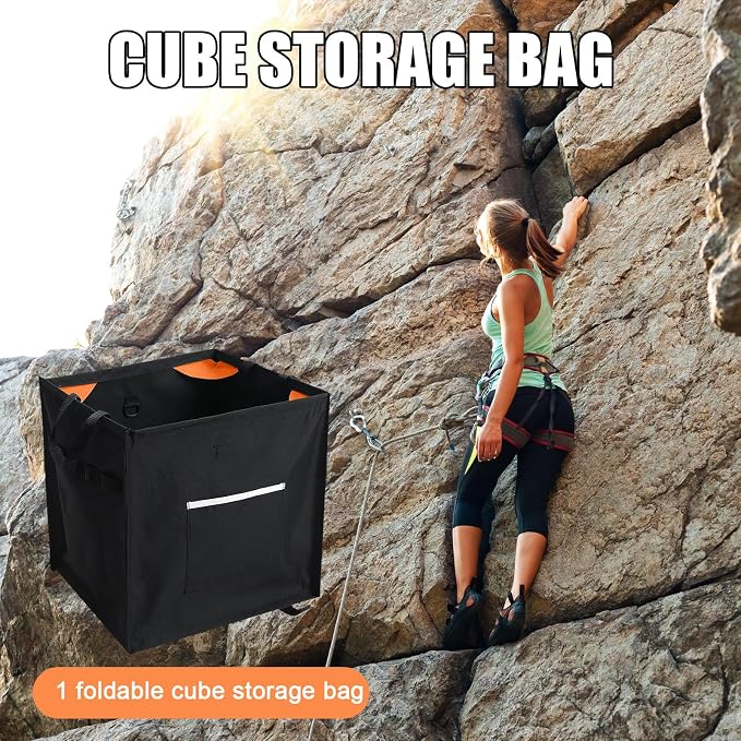 Arrowbash Throw Line Cube Bag - Easy Folding Arborist Throw Line Storage Portable Climbing Rope Organizer Box for Tree Work Outdoor Rope Accessories, Black (Orange)