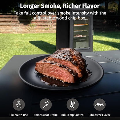 EAST OAK 30" Electric Smoker for Outdoors | Built-in Meat Probe & Clear Viewing Window | Side Chip Loader for 6x Longer Uninterrupted Smoking | 725 sq in Cooking Area for Bigger Batches, Night Blue