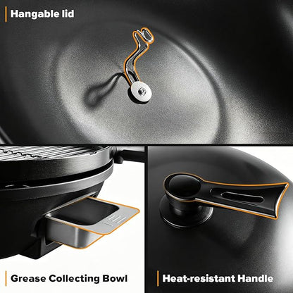 Electric Grill, Techwood 2-in-1 Portable Indoor/Outdoor Grill, 1750W Removable Stand Grill with Nonstick Plate, Electric Griddle for Camping, Patio & Backyard, Stand/Tabletop Options for Cookouts