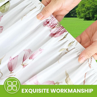 Smiry Spandex Fitted Tablecloth for 4 Foot Rectangle Tables, Washable Picnic Table Cover with Elastic, Stretch Reusable Table Cloth for Outdoor, Camping, Dining & Kitchen (Flowers, 30"x48")