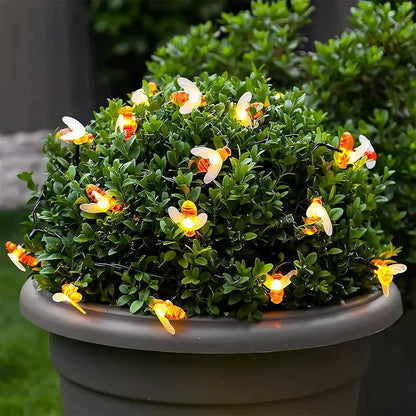 JMEXSUSS 2 Pack Solar String Lights Outdoor, 50 LED, Bee | Outdoor Waterproof, Warm White, 8 Modes Twinkle Lights Solar Fairy Lights for Garden Patio Yard Tree Christmas Decorations