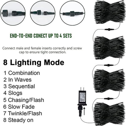 TW SHINE Halloween Lights, 400 LED 132FT Outdoor Halloween Lights Plug in with 8 Modes, Waterproof Light Outdoor, Indoor Decorations for Party Yard Haunted House Decor, Orange